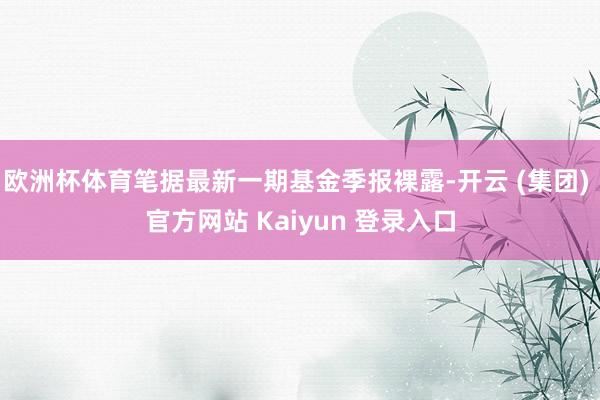 欧洲杯体育笔据最新一期基金季报裸露-开云 (集团) 官方网站 Kaiyun 登录入口